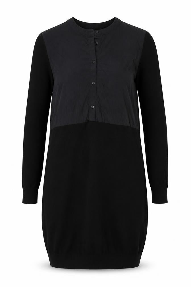 Witchery Womens Black Viscose Jumper Dress Size 8 V-Neck Button
