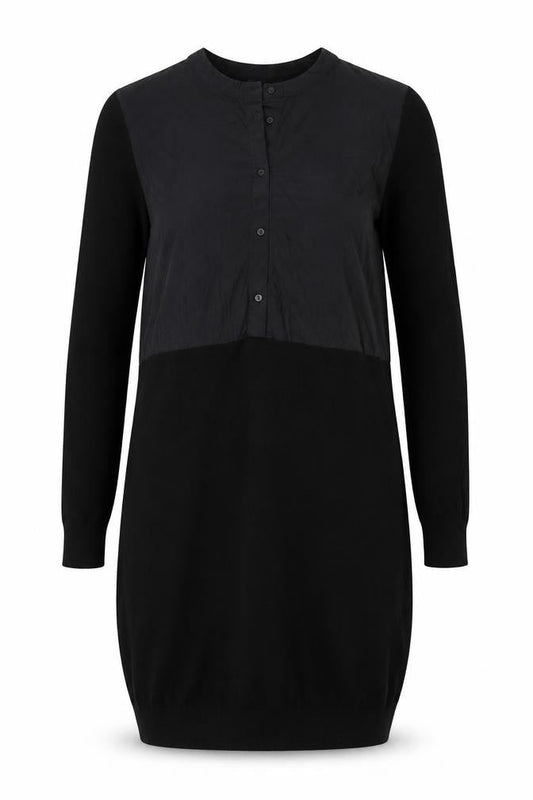 Witchery Womens Black Viscose Jumper Dress Size 8 V-Neck Button