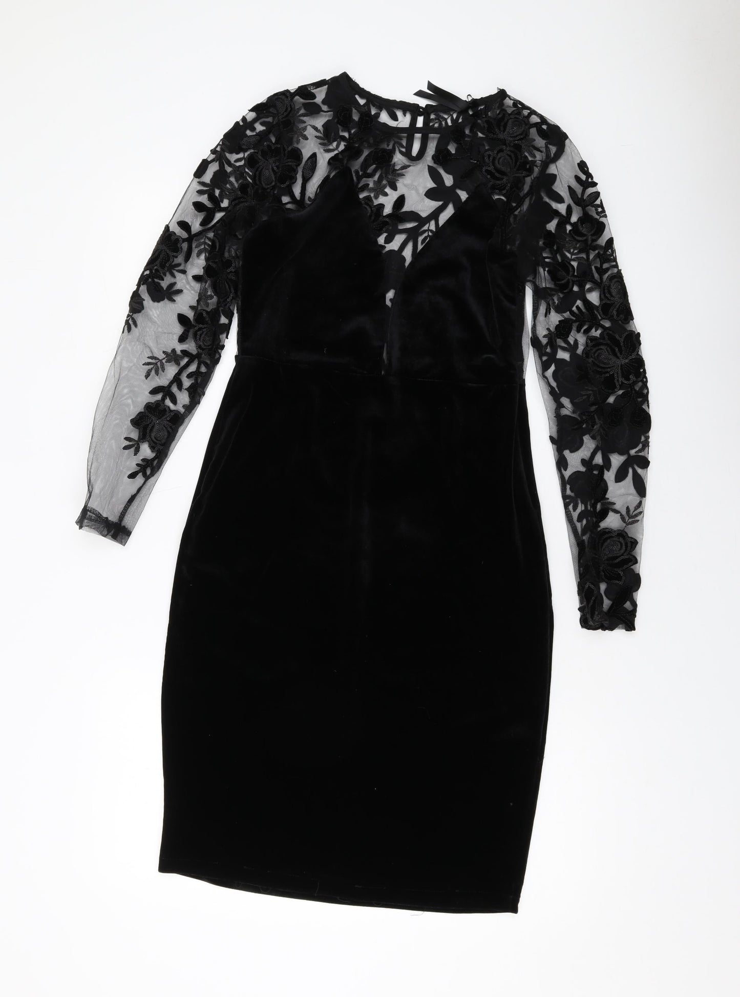 Elli White Womens Black Polyester Sheath Size S Round Neck Button