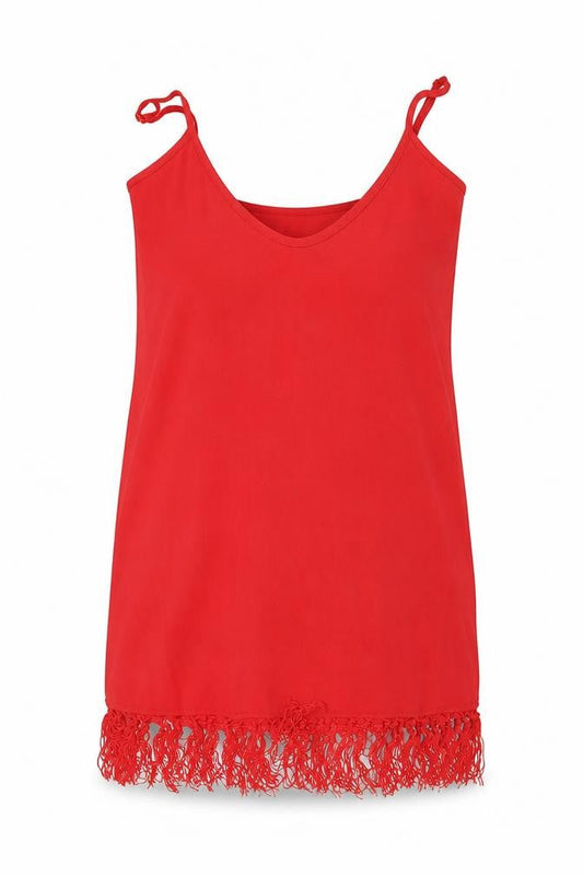 Boohoo Womens Red Polyester Basic Tank Size 10 V-Neck