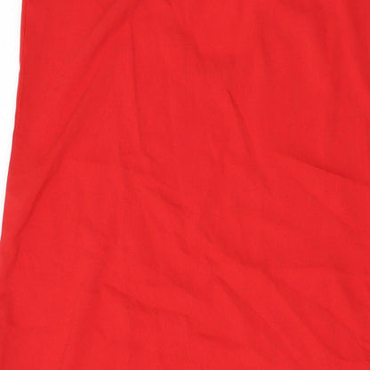 Boohoo Womens Red Polyester Basic Tank Size 10 V-Neck