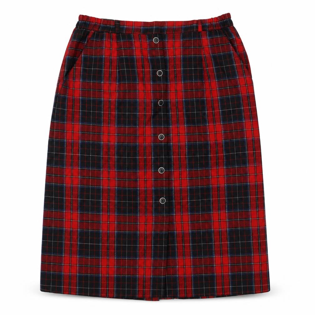 Design Essentials Womens Red Plaid Polyester A-Line Skirt Size 18