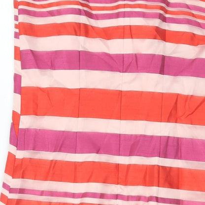 Brand and care label for Principles women’s multicoloured striped polyester sheath, size UK 10, round neck zip