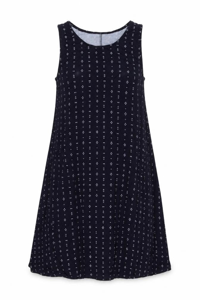 H&M Womens Blue Geometric Viscose A-Line Size M Round Neck Pullover