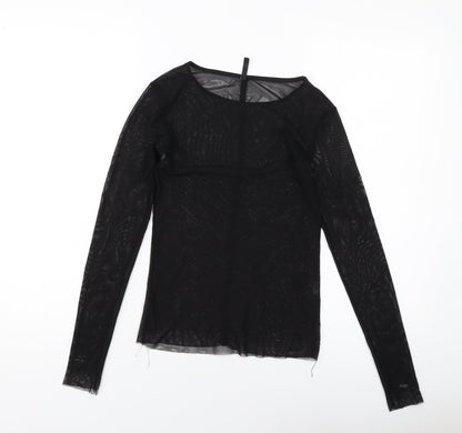 Stradivarius Womens Black Polyester Basic T-Shirt Size S Round Neck