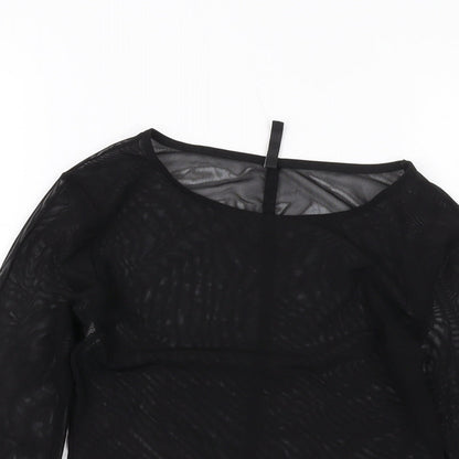 Stradivarius Womens Black Polyester Basic T-Shirt Size S Round Neck