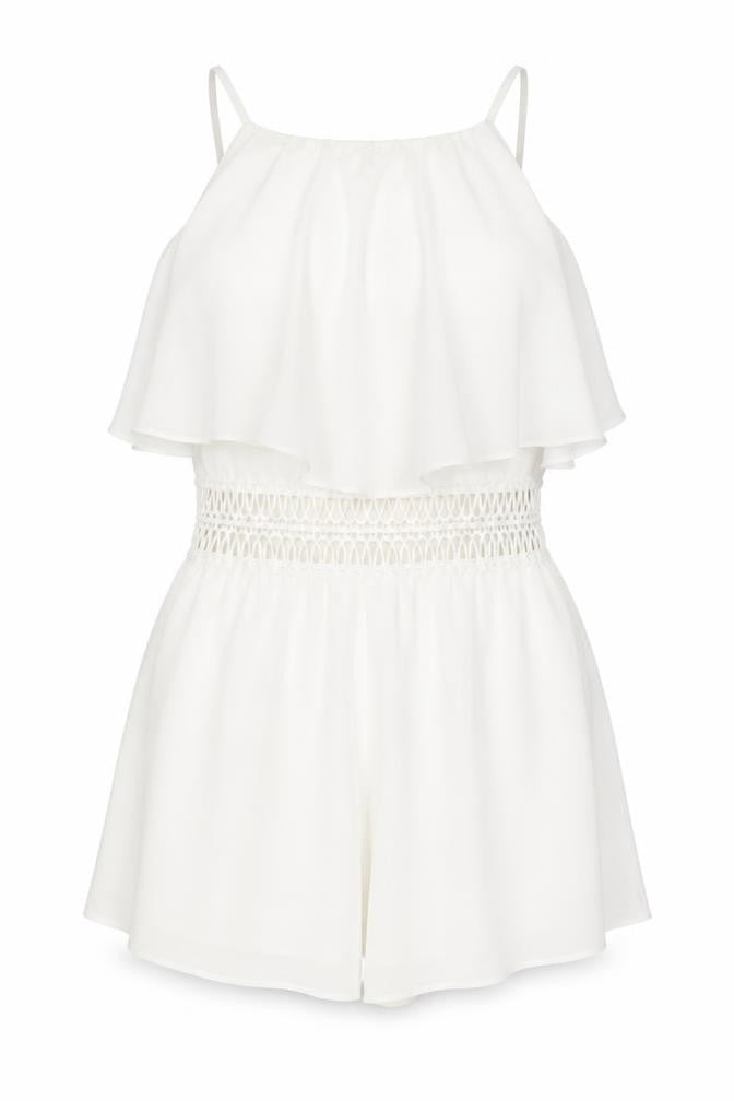 Miss Selfridge Womens White Polyester Playsuit One-Piece Size 10 Pullover