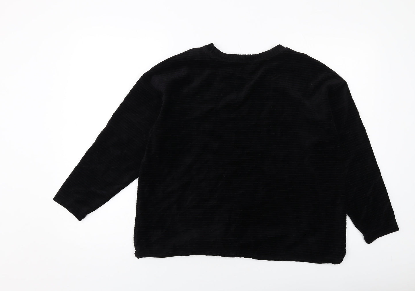 Per Una Womens Black Cotton Basic Blouse Size 12 Round Neck
