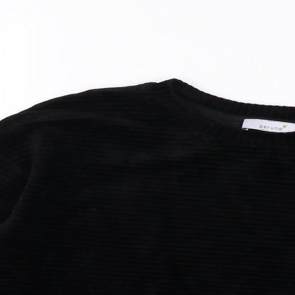 Per Una Womens Black Cotton Basic Blouse Size 12 Round Neck
