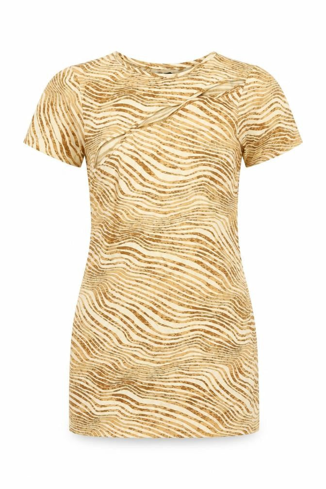 Motel Rocks Womens Orange Animal Print Cotton Basic T-Shirt Size S Round Neck