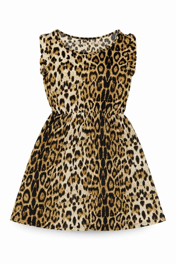 Zanzea Womens Brown Animal Print Polyester A-Line Size S Round Neck Pullover