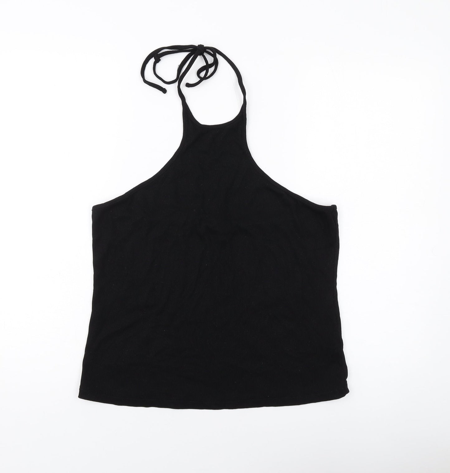 H&M Womens Black Polyester Basic Tank Size L Halter
