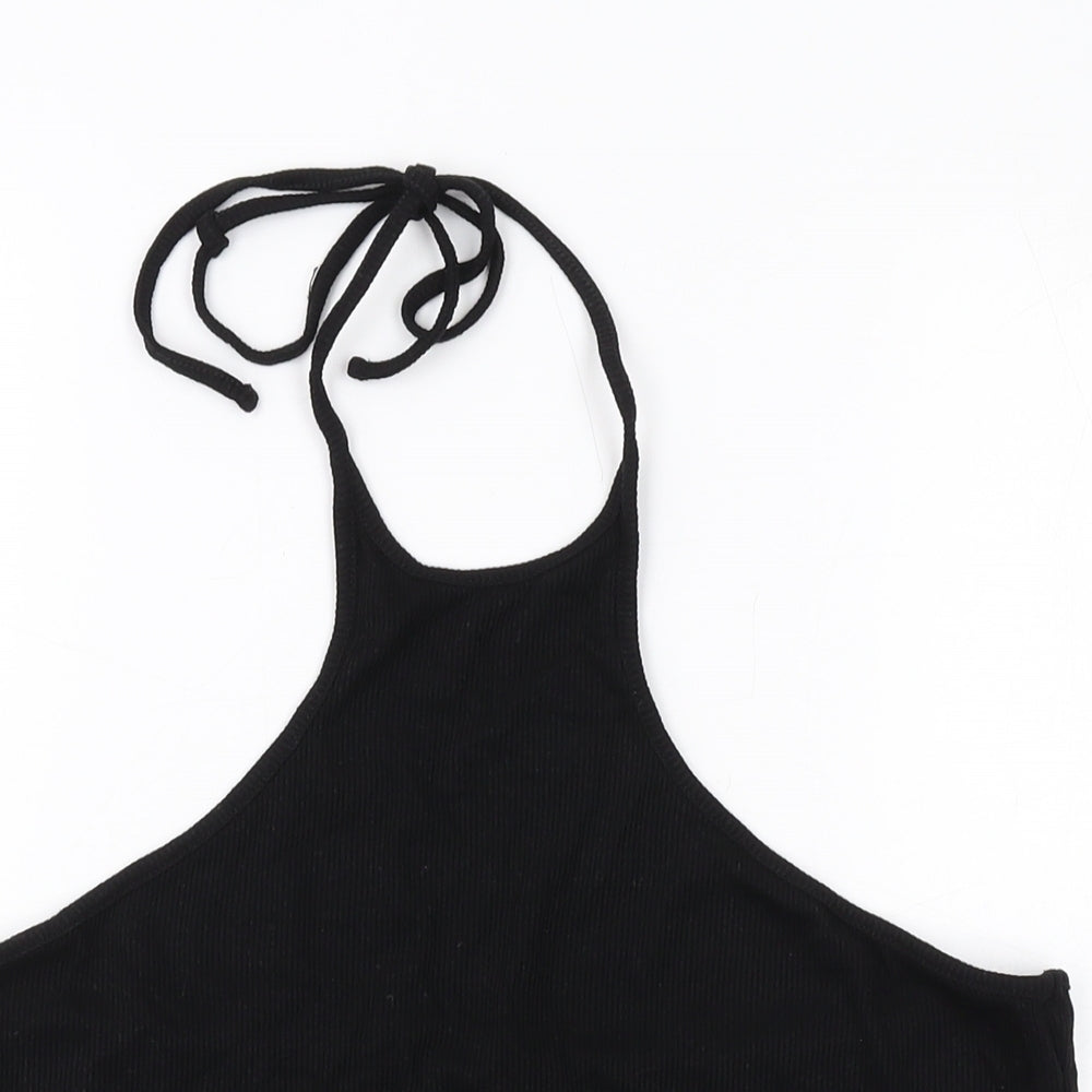H&M Womens Black Polyester Basic Tank Size L Halter
