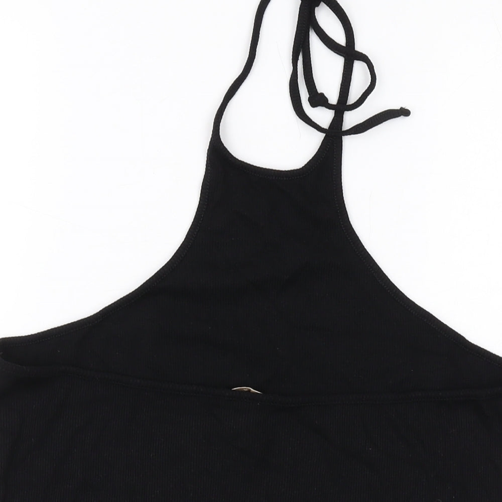 H&M Womens Black Polyester Basic Tank Size L Halter