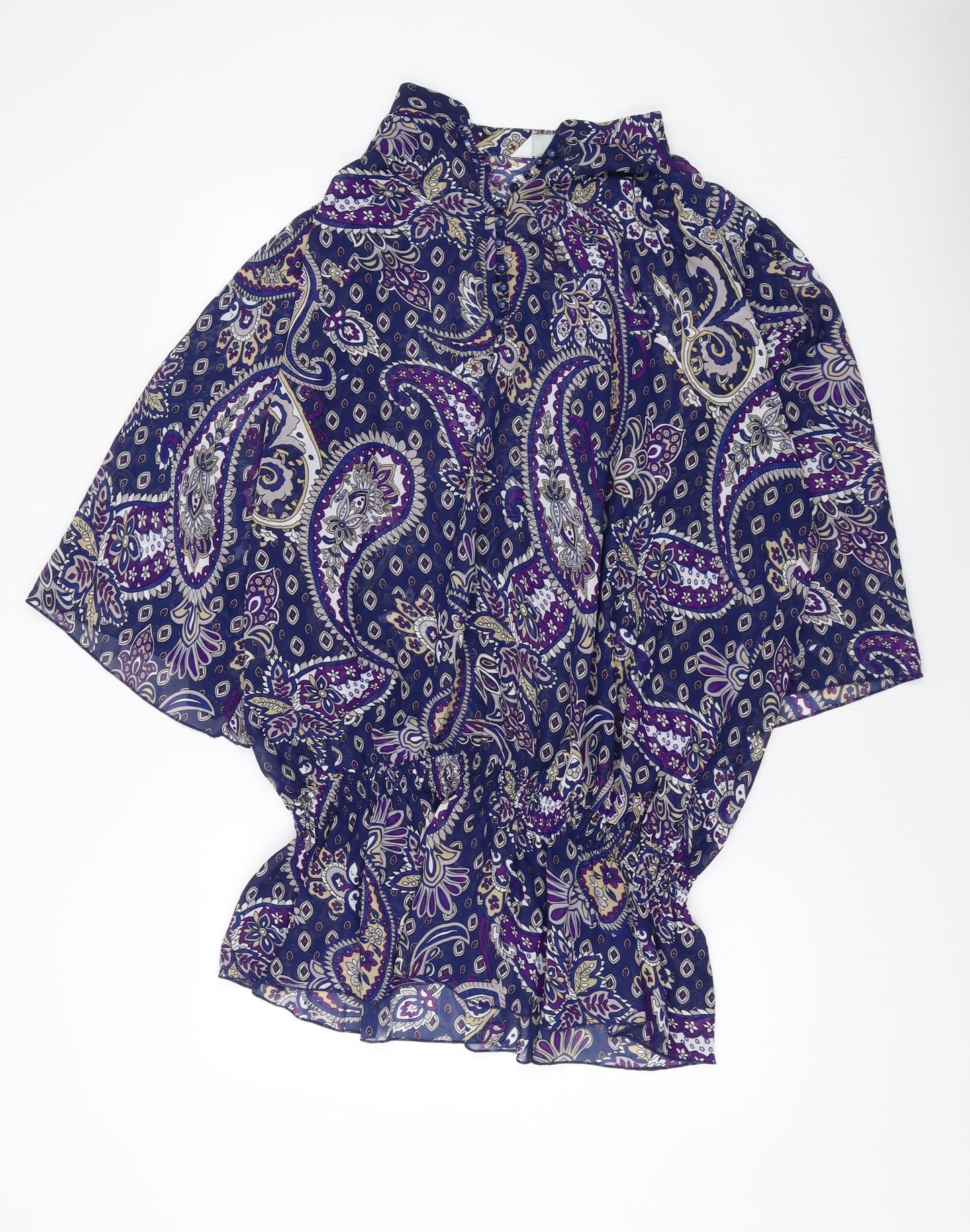 Ypours Womens Blue Geometric Polyester Basic Blouse Size 20 V-Neck