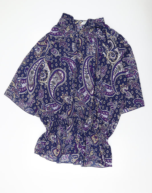 Ypours Womens Blue Geometric Polyester Basic Blouse Size 20 V-Neck