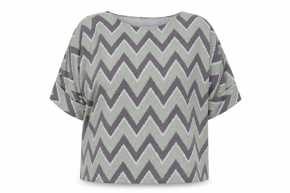 Apricot Womens Green Geometric Polyester Basic Blouse Size 14 Round Neck