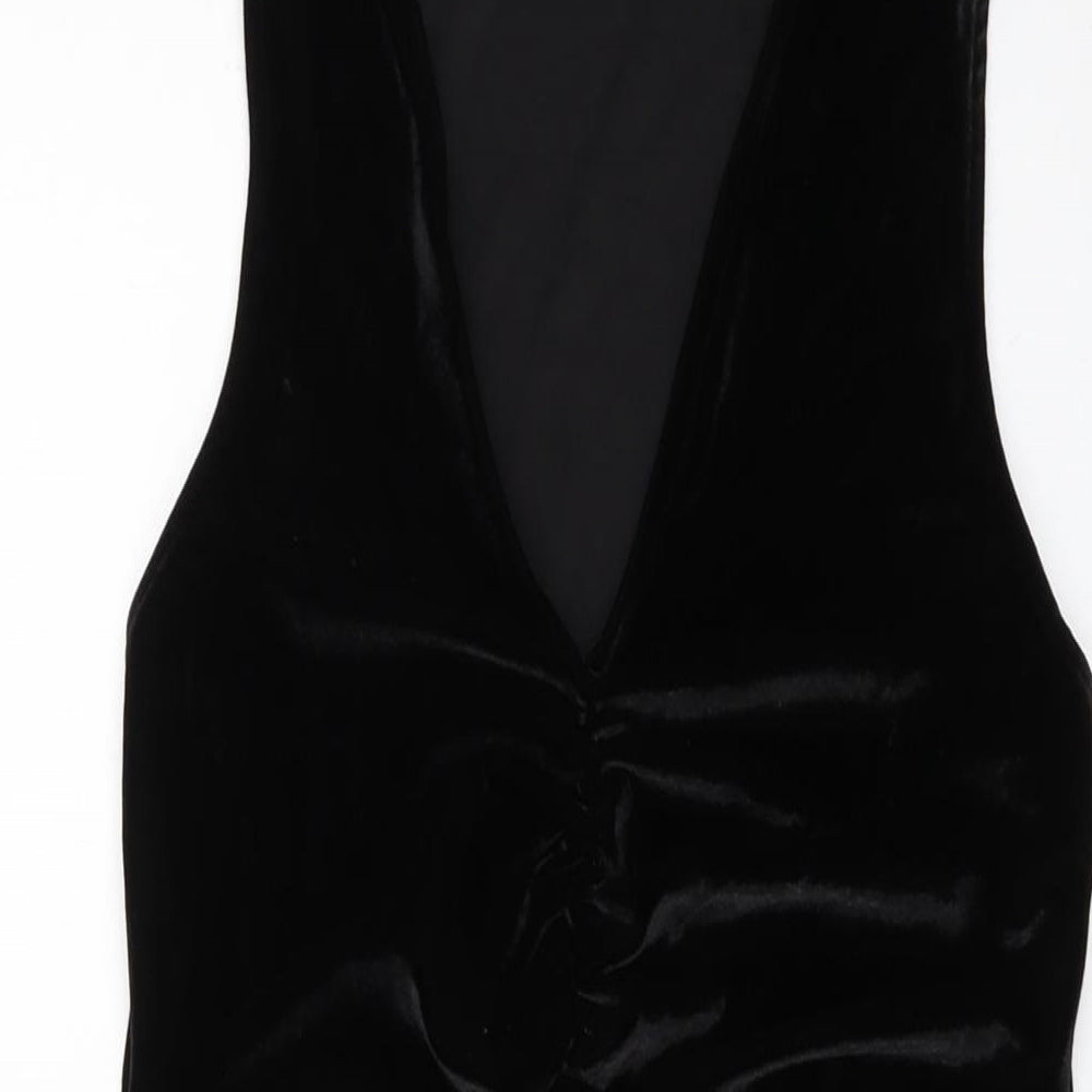 Miss Selfridge Womens Black Polyester Mini Size 14 V-Neck Pullover