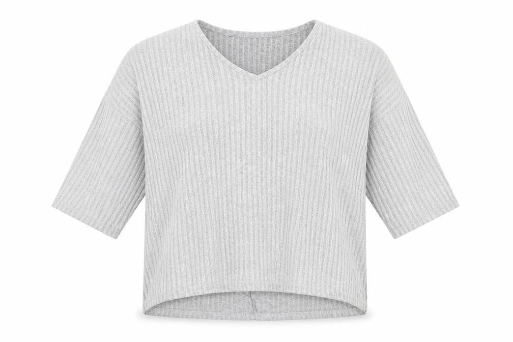 New Look Womens Grey Polyester Basic Blouse Size S V-Neck