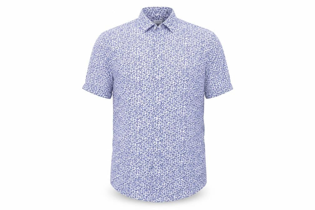 Seidensticker Mens Blue Floral Cotton Button-Up Size M Collared Button