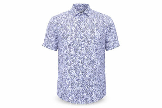 Seidensticker Mens Blue Floral Cotton Button-Up Size M Collared Button