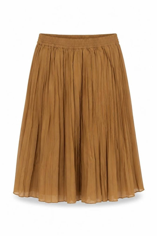Cotton Traders Womens Brown Polyester Pleated Skirt Size 10