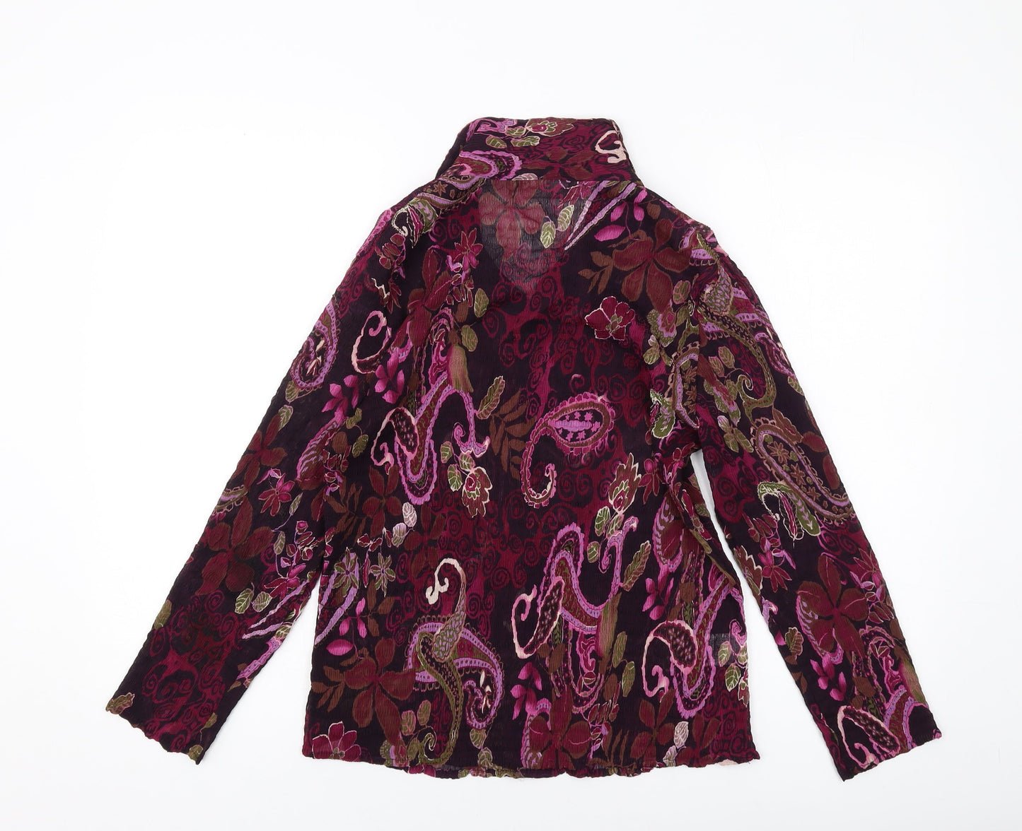 CC Womens Purple Floral Polyester Basic Blouse Size 12 Collared