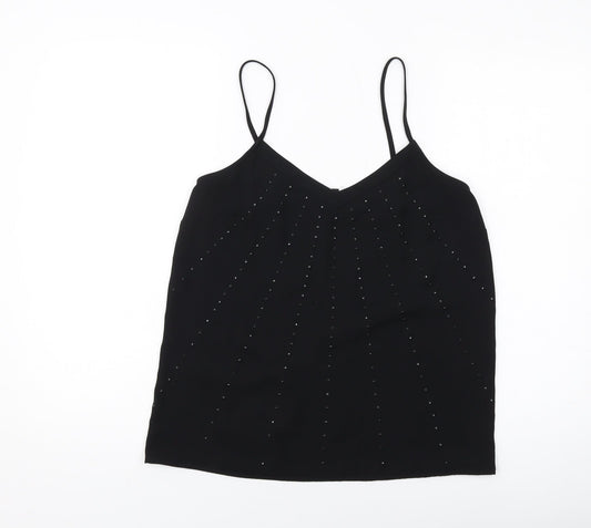NEXT Womens Black Polyester Basic Tank Size 10 V-Neck