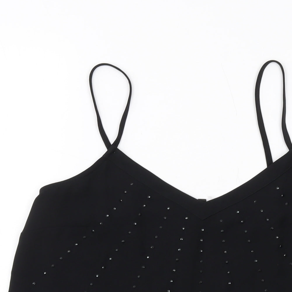 NEXT Womens Black Polyester Basic Tank Size 10 V-Neck