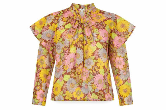 River Island Womens Multicoloured Floral Polyester Basic Blouse Size 8 Mock Neck