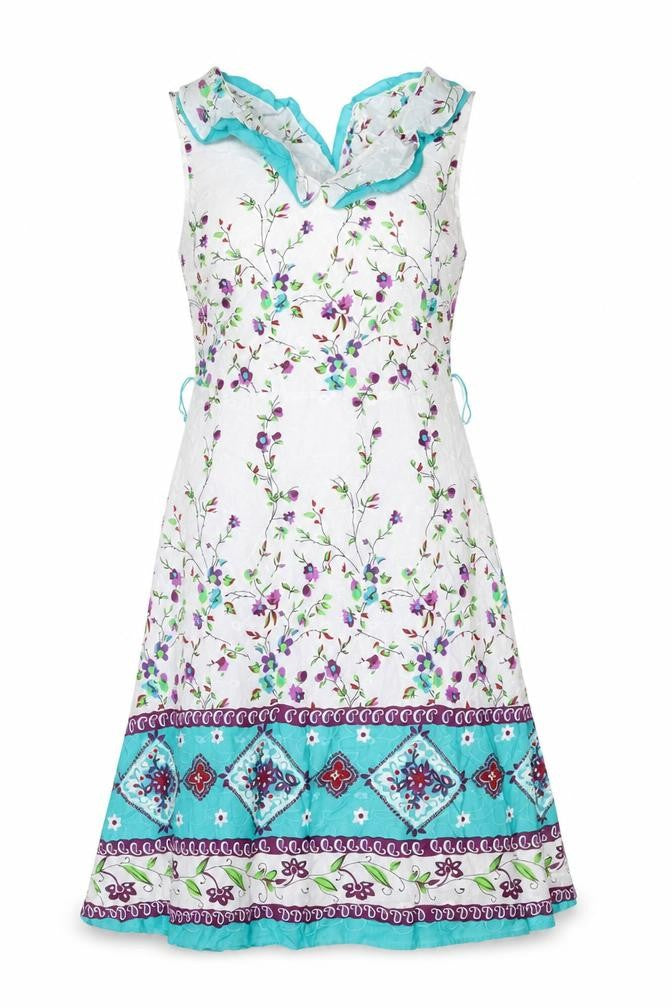 Klass Womens Multicoloured Geometric Polyester A-Line Size 12 V-Neck Zip
