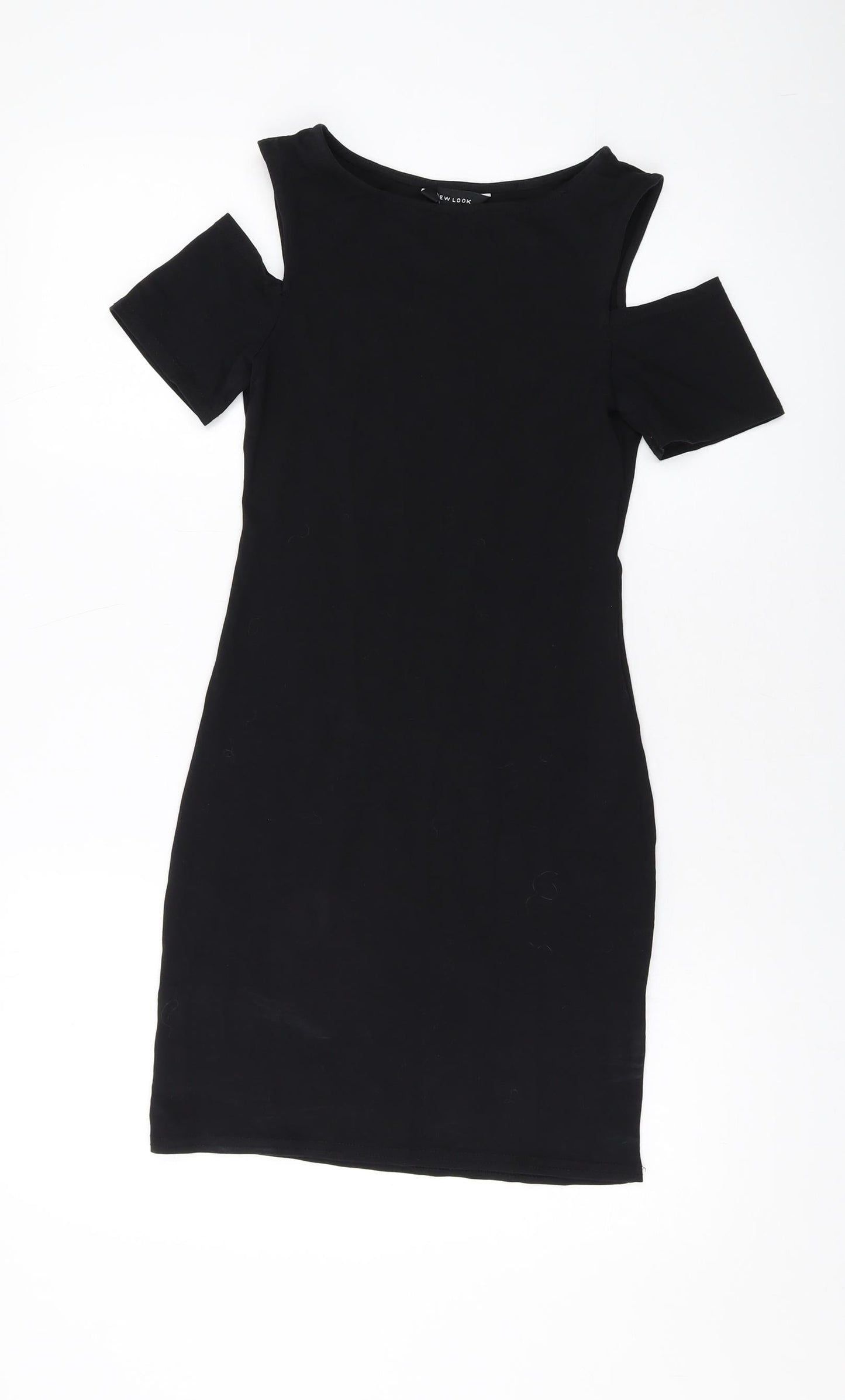 New Look Womens Black Cotton Mini Size 10 Round Neck Pullover
