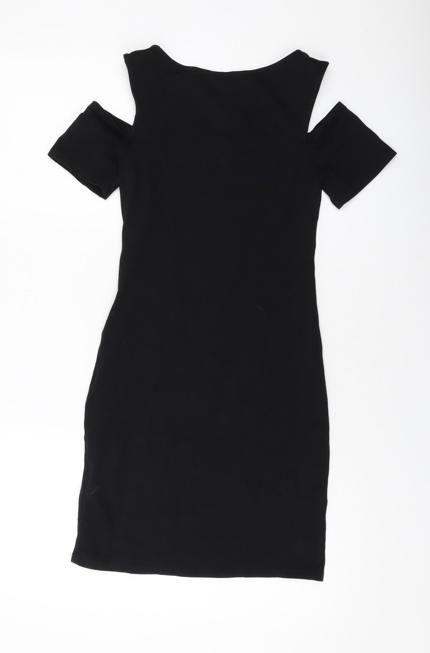 New Look Womens Black Cotton Mini Size 10 Round Neck Pullover
