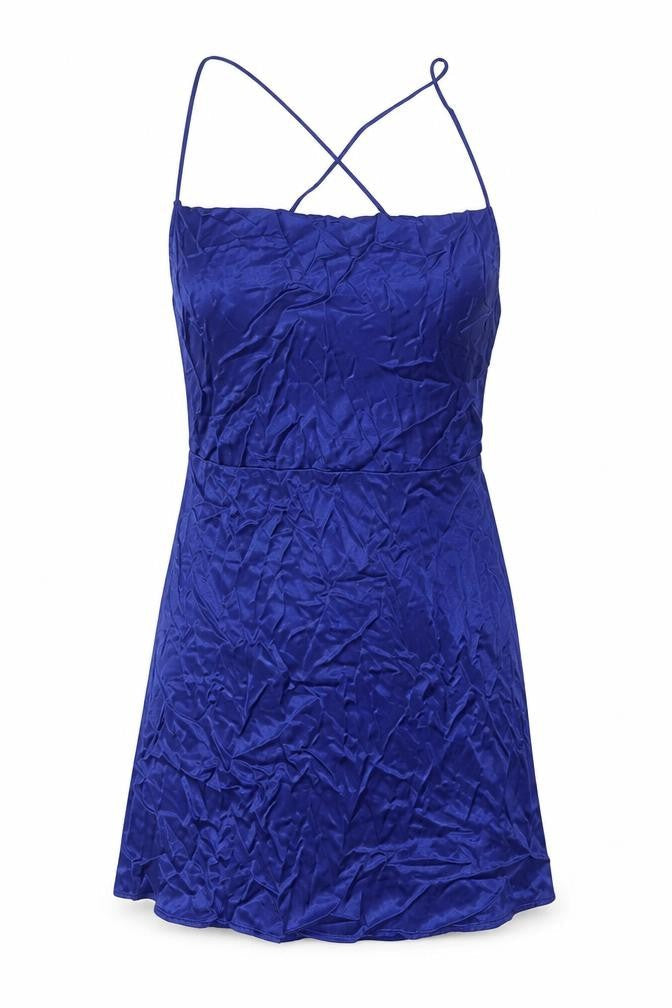 Zara Womens Blue Viscose Mini Size S Square Neck Tie