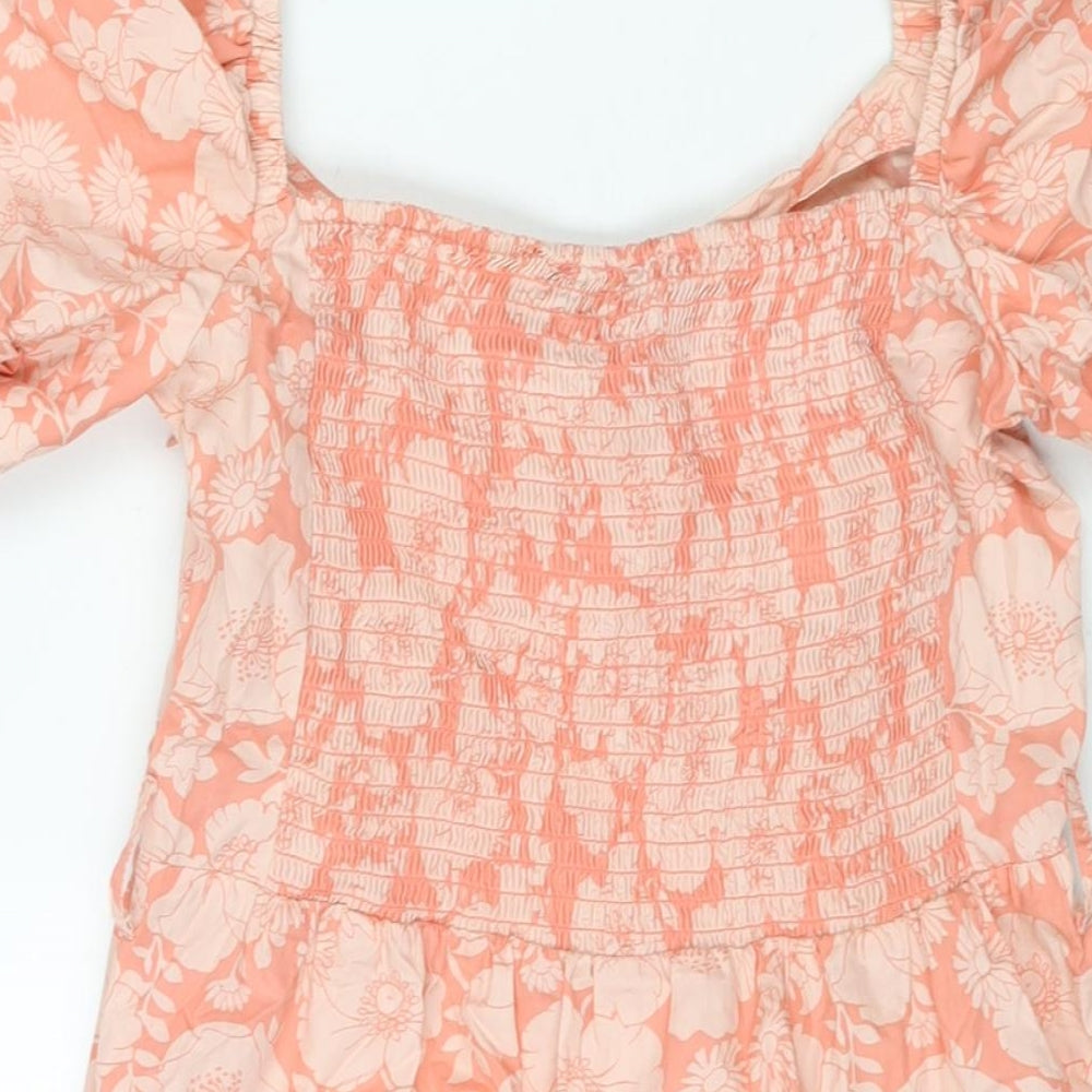 dusk Womens Pink Floral Cotton A-Line Size 8 Sweetheart Snap