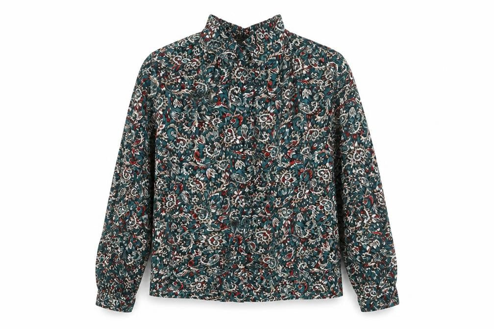 Marks & Spencer Womens Multicoloured Geometric Viscose Basic Button-Up Size 12 Collared
