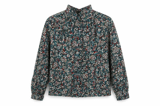 Marks and Spencer Womens Multicoloured Geometric Viscose Basic Button-Up Size 12 Collared