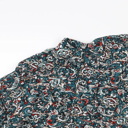 Marks & Spencer Womens Multicoloured Geometric Viscose Basic Button-Up Size 12 Collared