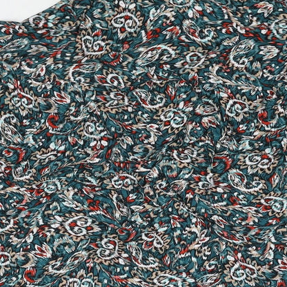 Marks & Spencer Womens Multicoloured Geometric Viscose Basic Button-Up Size 12 Collared