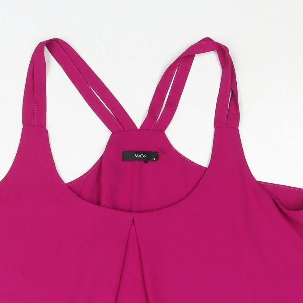 M&Co Womens Pink Polyester Camisole Blouse Size 14 Scoop Neck