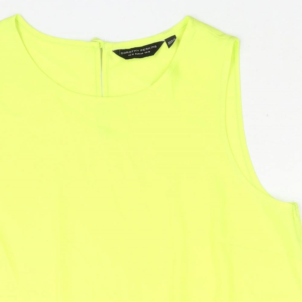 Dorothy Perkins Womens Yellow Polyester Camisole Blouse Size 16 Scoop Neck