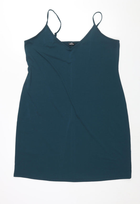 City Chic Womens Blue Polyester Tank Dress Size 18 V-Neck Pullover