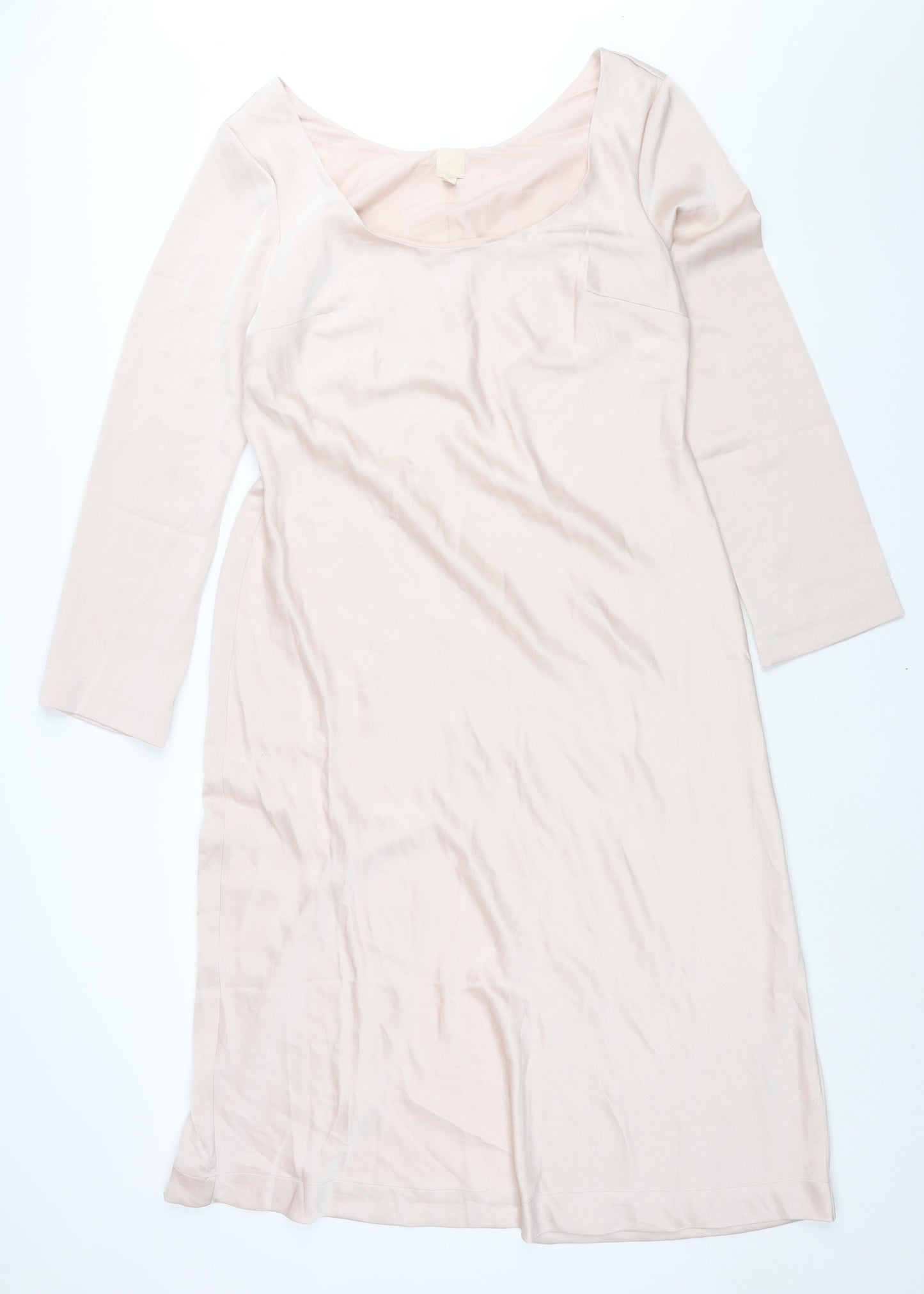 H&M Womens Pink Polyester Shift Size L Boat Neck Pullover