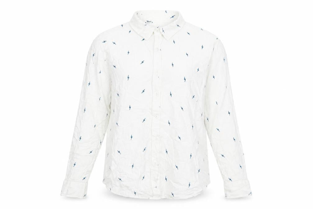 Khost Womens White Geometric Viscose Basic Blouse Size 16 Collared - Lightening Bolt Print