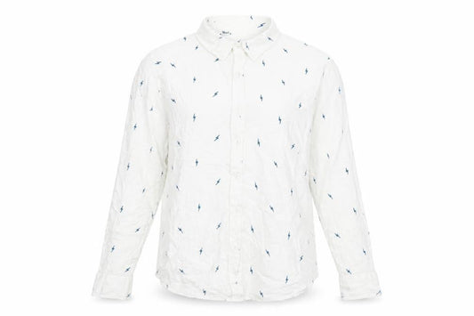 Khost Womens White Geometric Viscose Basic Blouse Size 16 Collared - Lightening Bolt Print