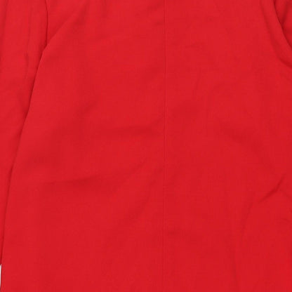 Sonsandar Womens Red Polyester Shift Size 14 Round Neck Zip - Bell Sleeve Pockets