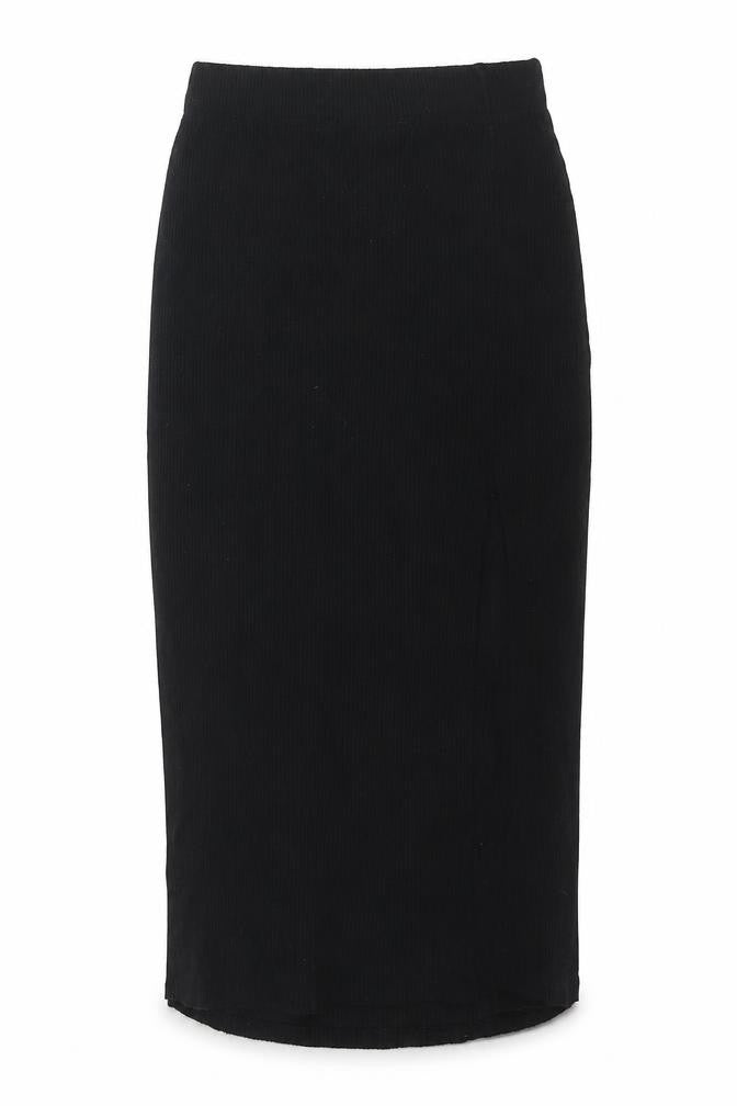 Stradivarius Womens Black Polyester Straight & Pencil Skirt Size XS - Front Slit Ribbed