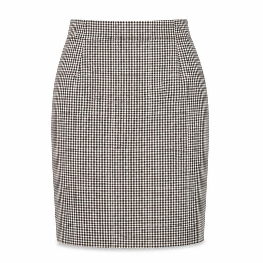 Artigiano Womens Beige Check Polyester Straight & Pencil Skirt Size 10 Zip