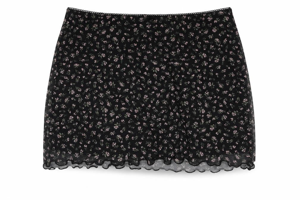 Divided by H&M Womens Black Floral Polyester Mini Skirt Size S