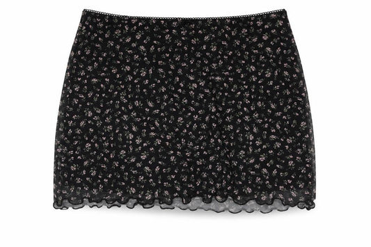 Divided by H&M Womens Black Floral Polyester Mini Skirt Size S